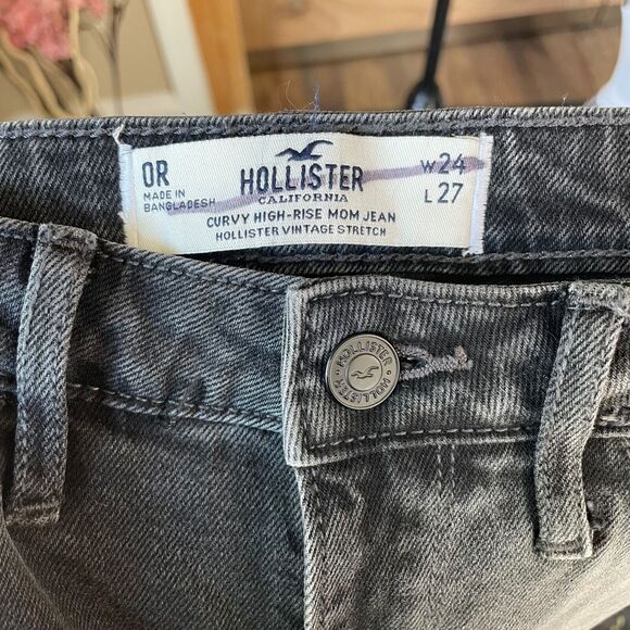 Hollister Women Jeans size 0R Curvy High Rise Stretch Black Mom Smokey - Picture 10 of 10